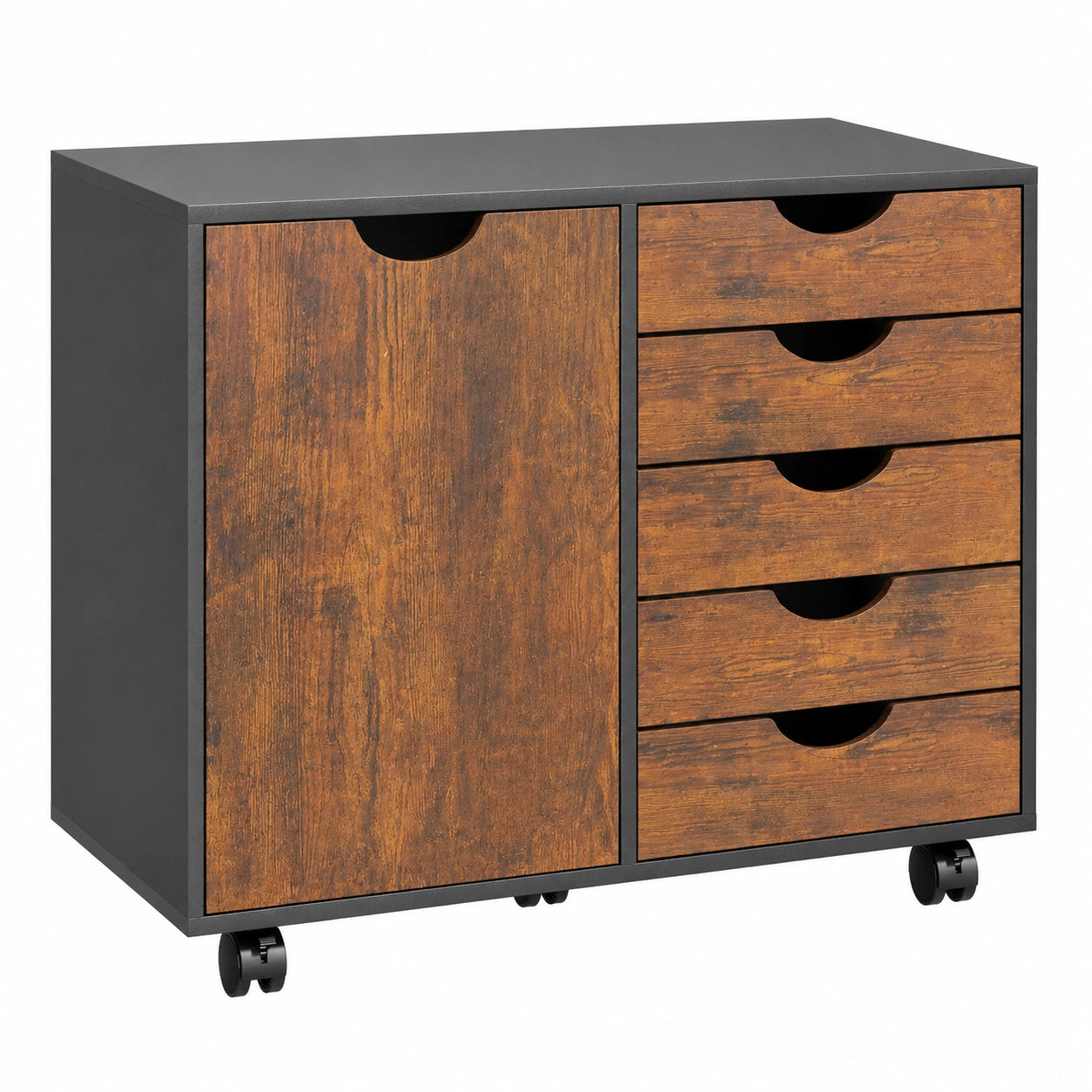 caisson-de-bureau-avec-5-tiroirs-et-porte-etagere-reglable-rangement-sur-roulettes-uxvdez3104jl